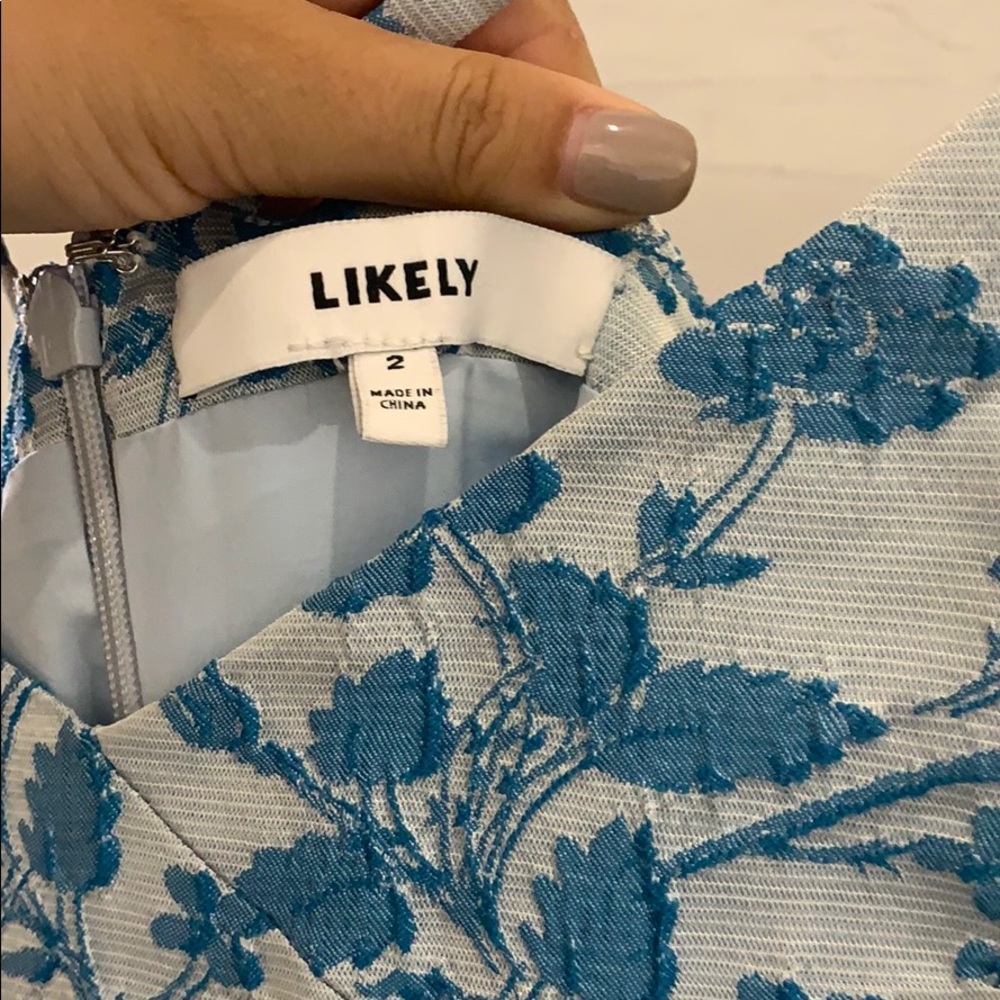 Blue brocade LIKELY dress